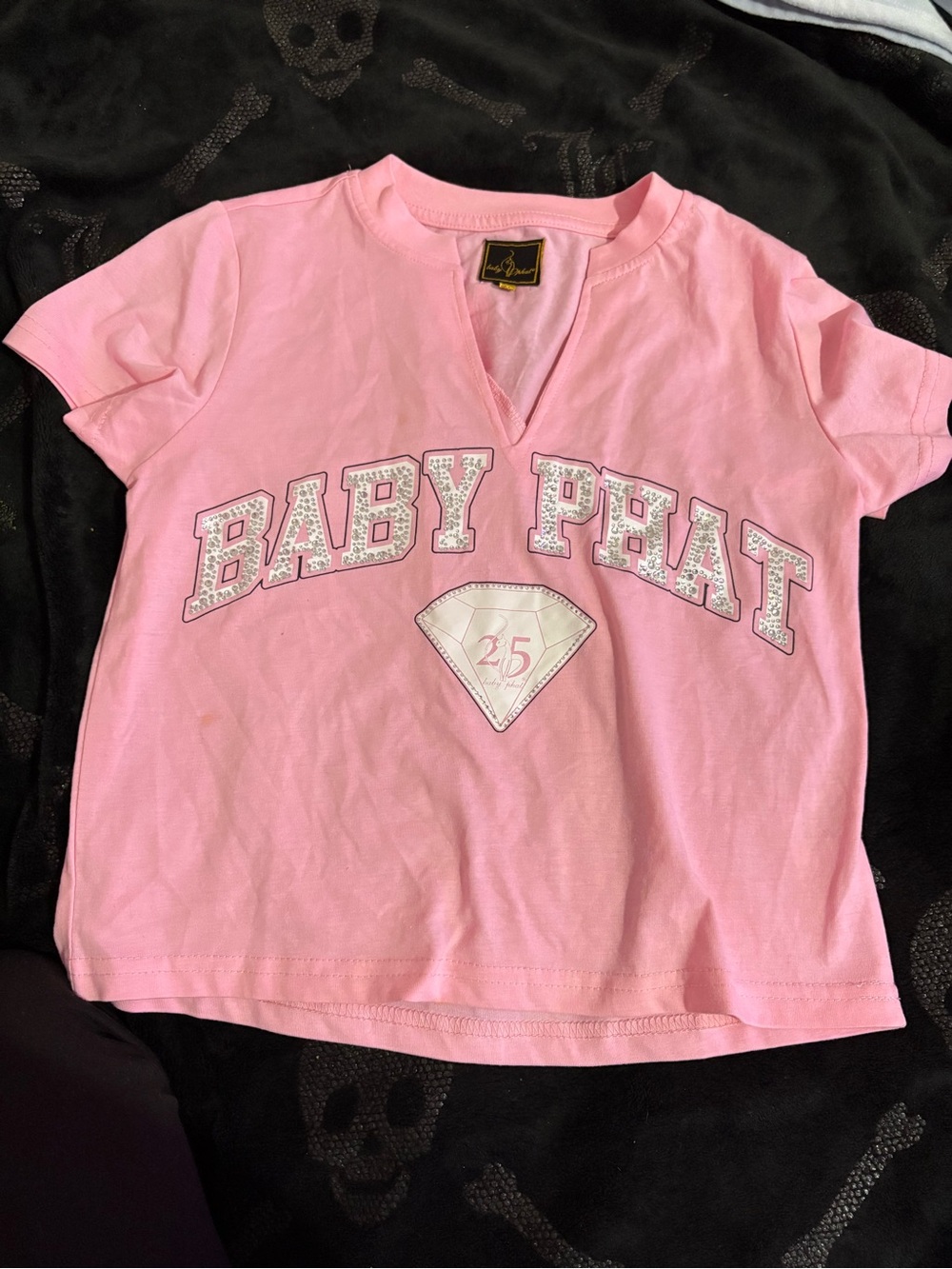 Baby Phat Pink Rhinestone Logo Short Sleeve Tee